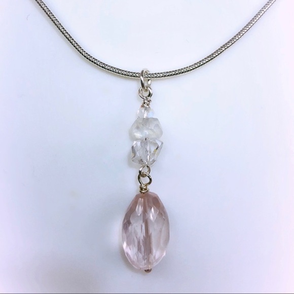 Rose Quartz, Moonstone & Diamond Earrings! - Picture 3 of 7